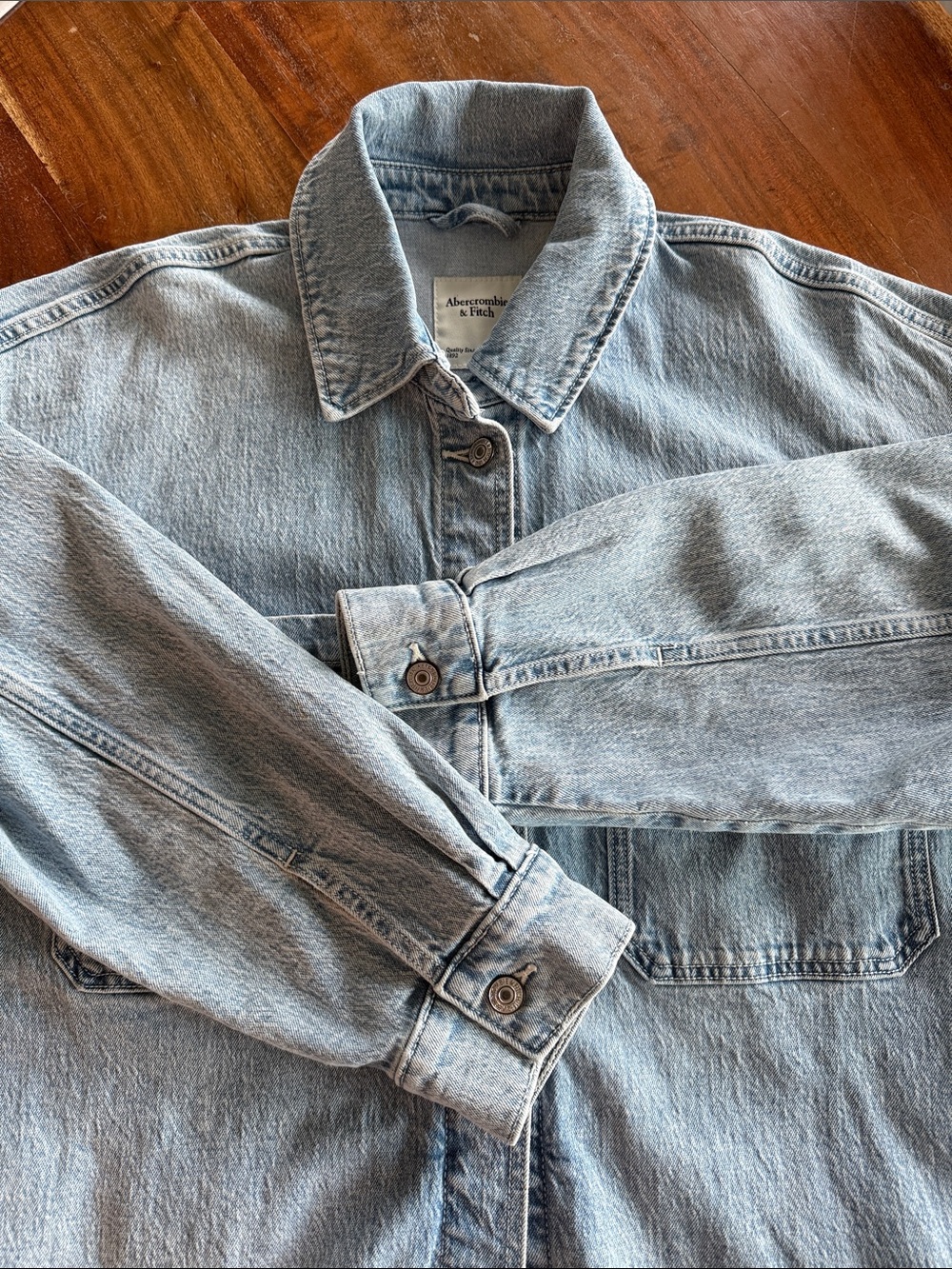 Abercrombie & Fitch Light Blue Oversized Denim Shirt Jacket - Picture 12 of 12